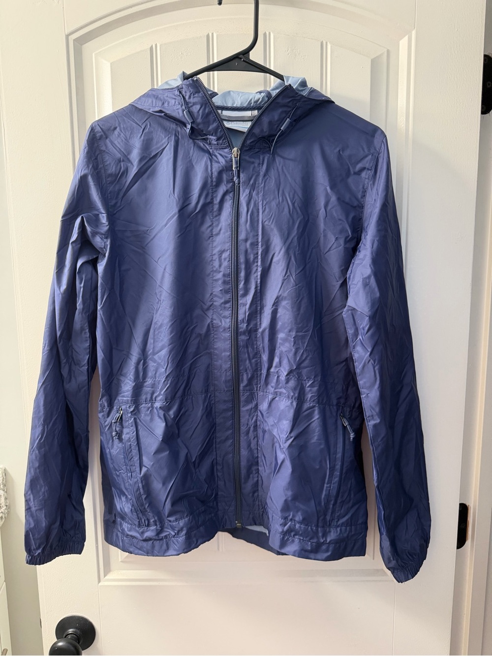 Columbia Switchback Packable Rain Jacket Dark Blue Light Blue Lining Women's Med